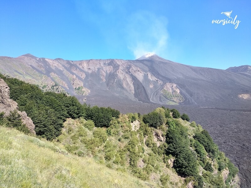 View of Summit craters of Etna from valle del bove