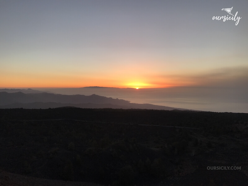 View of the sunrise on Etna